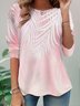 Plus Size Casual Leaf Loose Crew Neck T-Shirt