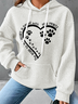 Women's Dog Lovers The Road To My Heart Is Paved With Paw Prints Cotton-Blend Simple Loose Hoodie