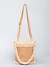 Imitation Sherpa Drawstring Shoulder Bag Casual Crossbody Bag