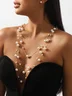 Elegant Imitation Pearl Multilayer Necklaces with Stud Earrings Jewelry Set