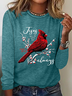 Matthew 28:20 Jesus Will Be With You Always Print Crew Neck Bird Simple Cotton-Blend Long Sleeve Shirt