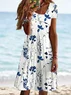 Floral Printed Loose Asymmetrical Casual Dress