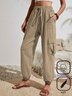 Plus Size Pocket Stitching Plain Casual Pants