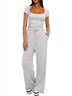 Crew Neck Plain Casual Two-Piece Set