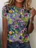 Crew Neck Loose Casual Floral Summer T-Shirt