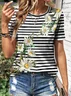 Crew Neck Floral Casual T-Shirt