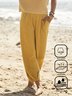 Casual Cotton And Linen Loose Floral Pants
