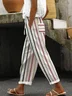 Pocket Stitching Striped Casual Pants