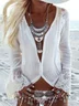 Plain Loose V Neck Boho Blouse