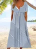 Cotton Casual Striped Dress With No