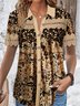 Plus Size Loose Floral Casual V Neck Blouse