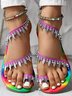 Leaf Pattern Rainbow Ombre Strappy Sandals
