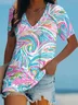 Casual V Neck T-Shirt Beach & Vacay