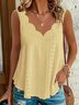 Plus Size Trim V Neck Sleeveless  Women's Tank Top