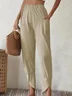 Casual Cotton Pocket Stitching Plain Pants