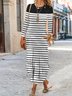 Pocket Stitching Striped Casual Dress