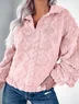 Zipper V Neck Loose Casual Sweatshirt