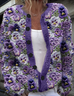 Fashion plant flower button Cardigan