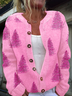 Women's Christmas Tree Print Knitted Cardigan