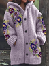 Women's Embroidered Floral Casual Print Hooded Cardigan