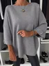 Yarn/Wool Yarn Casual Crew Neck Loose Sweater