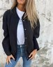 Loose Plain Crew Neck Casual Jacket