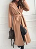 Casual Loose Buckle Plain Coat With Belt