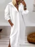 Hoodie Plain Casual Sweashirt Dress With No