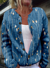 Crew Neck Floral Casual Loose Jacket