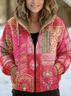 Regular Fit 3D Printing Vintage Hoodie Padded Jacket