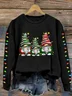 Women's Gnome Christmas Print Crew Neck Sweatshirt