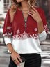 Christmas Casual Crew Neck Snowflake Loose Sweatshirt
