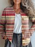 Others Striped Yarn/Wool Yarn Ethnic Cardigan
