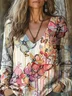 Casual V Neck Striped Loose T-Shirt