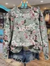 Floral Print Long Sleeve Crew Neck Sweatshirt