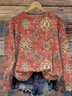 Ethnic Casual Loose Crew Neck Sweatshirt