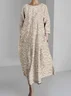 Crew Neck 3D Printing Vintage Dress With No