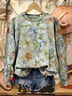 Women's Floral Spring Casual Print Long Sleeve Crew Neck Sweatshirt