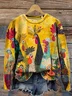 Sunrise Roosters Art Print Casual Sweatshirt