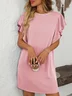 Women's Short Sleeve Summer Green Striped Printing Crew Neck Daily Going Out Casual Mini H-Line T-Shirt Dress Dress