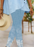 Women's Faux Simulated Denim Printed Spring Casual Leggings