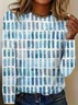 Women's Geometric Print Casual Round Neck Long Sleeve T-Shirt