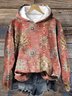 Women's Retro Ethnic Pattern Print Casual Hoodie