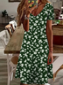 Women's Floral Spring Print Casual V-Neck Short Sleeve Dress