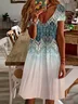 Women's Floral Spring Print Casual V-Neck Short Sleeve Dress