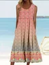 Crew Neck Casual Multicolor Block Dress With No