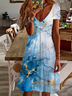 Women's Abstract Spring Print Casual V-Neck Short Sleeve Dress