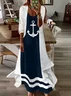Women's Anchor Spring Print Two Piece Dress Set