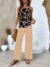 Women's Geometric Print Stylish Vest and Trousers Two Piece Suit