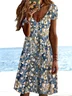 Women Casual Floral Summer Micro-Elasticity Daily Midi A-Line Regular No Dresses